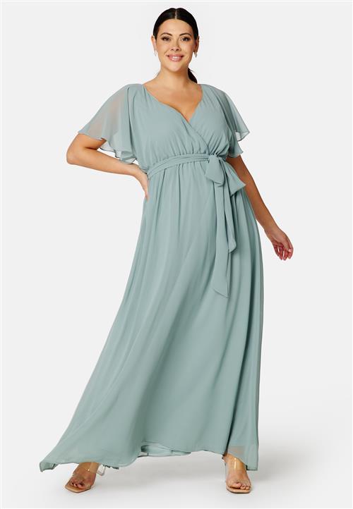 Goddiva Curve Flutter Sleeve Chiffon Maxi Curve Dress