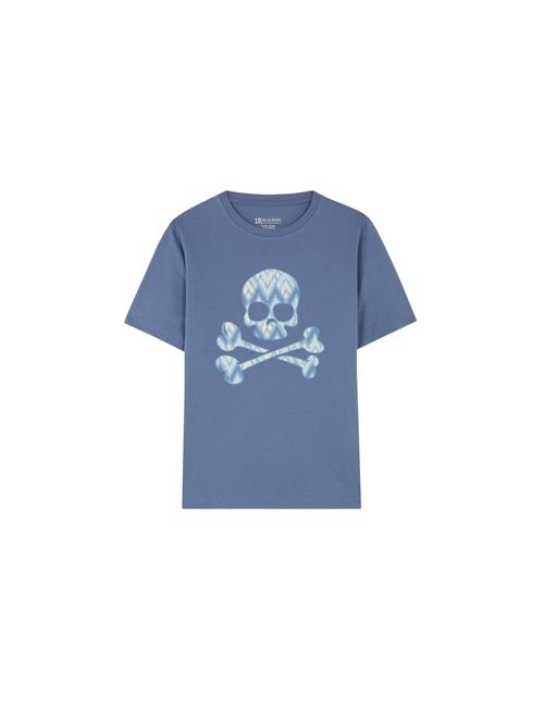 Scalpers Shirts 'Ikat Skull'  ecru / safir / himmelblå