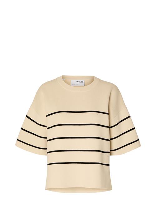 Slfliva 2/4 Knit O-Neck Noos Selected Femme Beige