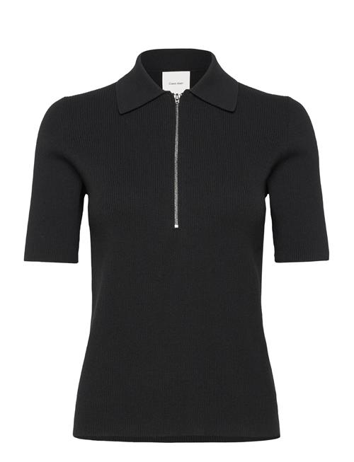 Iconic Rib Zip Sweater 1/2 Slv Calvin Klein Black