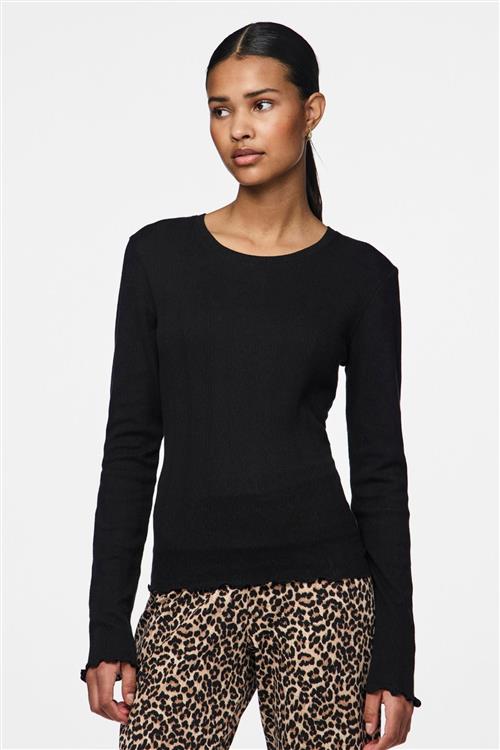 Marie O-Neck Poin Top - Sort - M - PIECES