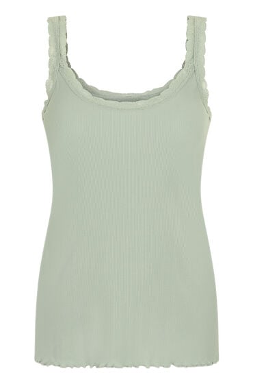 Hunkemöller Ribbet Jersey Singlet med Blonder grøn
