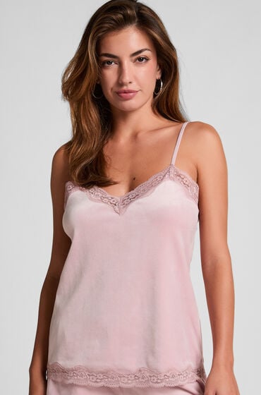 Hunkemöller Cami top Velours Lace Lyserød