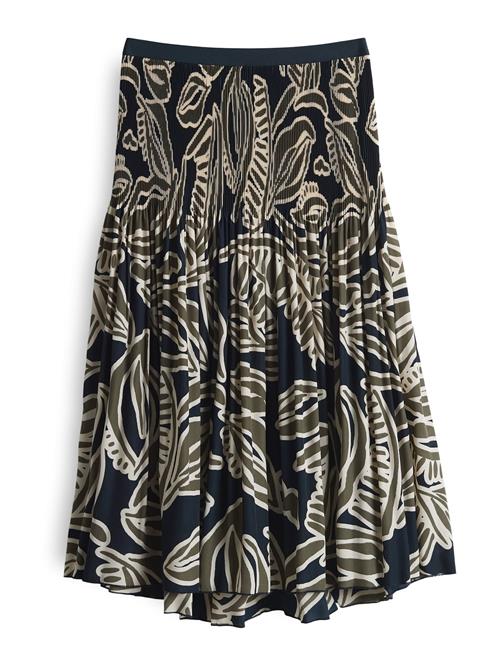 OPUS Nederdel 'Ribane tropical'  navy / oliven / hvid