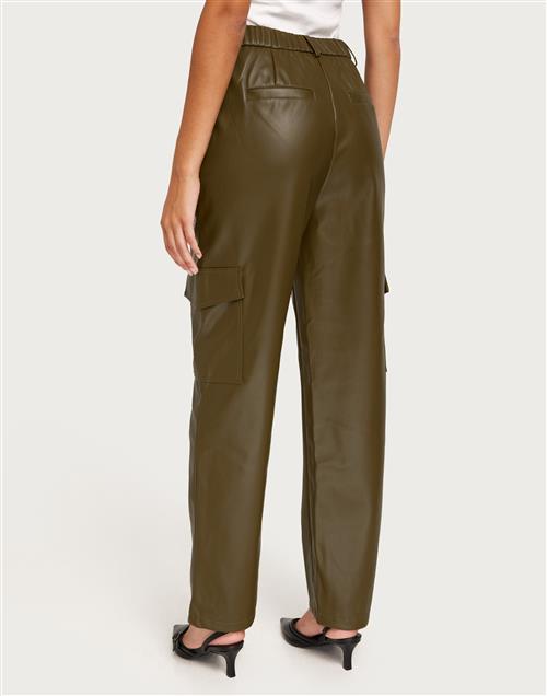 Only - Grøn - Onlkim Faux Leather Cargo Pant Cc O