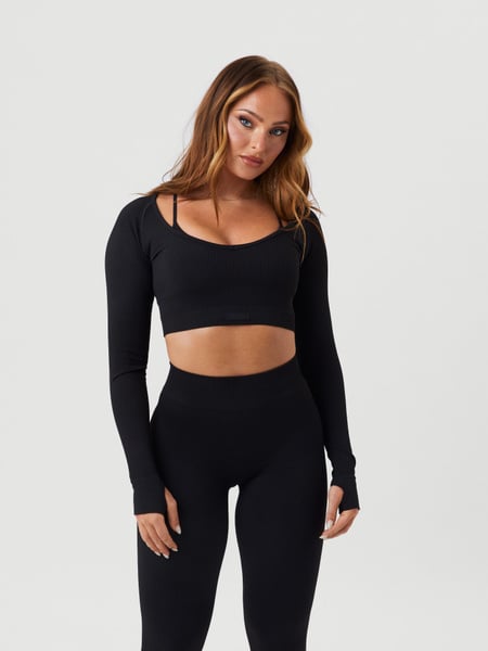 Björn Borg Alice Stenlöf Seamless Cropped Longsleeve Sort, XSS