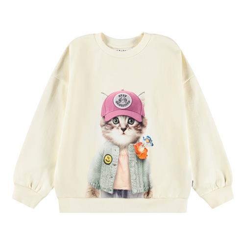 Molo GOTS Maxi Sweatshirt Kitty Miauu | Hvid | 104 cm