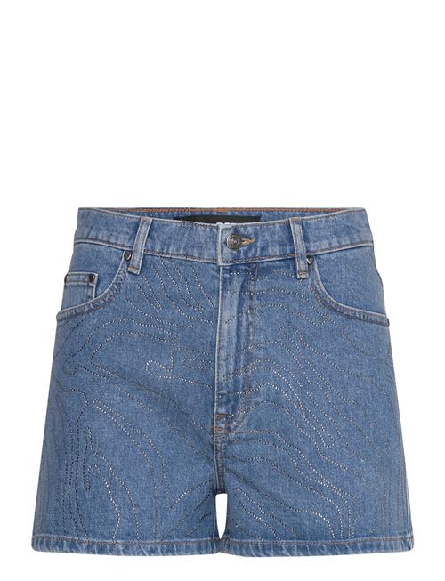 Se Rhinest Denim Shorts ROTATE Birger Christensen Blue ved Booztlet