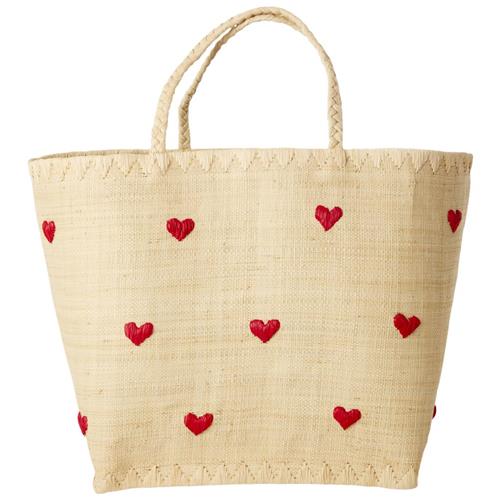 RICE Large Raffia-taske Darling Hearts | Beige | 0