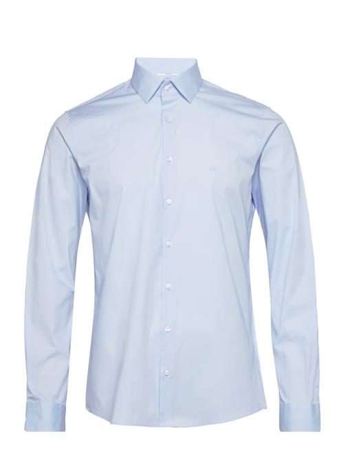 Se Poplin Stretch Slim Shirt Calvin Klein Blue ved Booztlet
