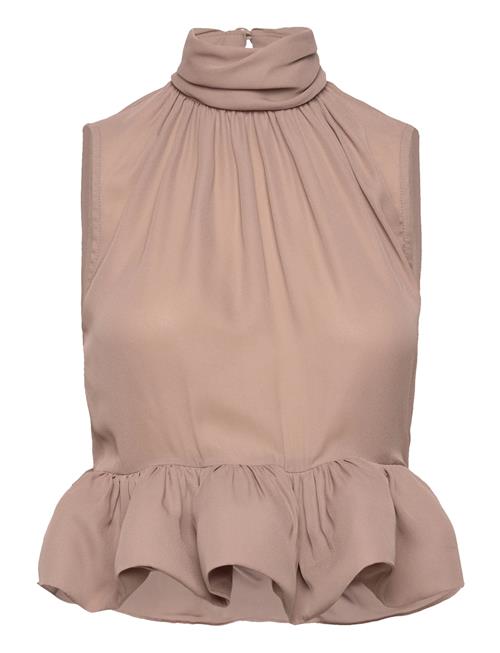 Lune Halterneck Frilled Hem Blouse Malina Brown