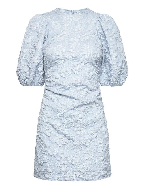 Stretch Jacquard Puff Sleeves Mini Dress Ganni Blue