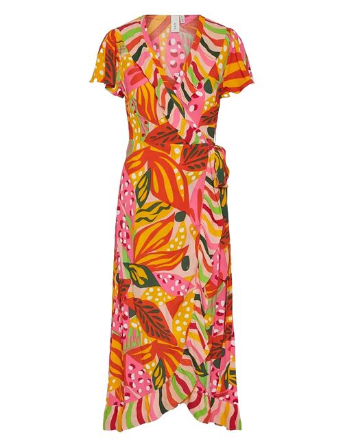 Yastropicana Ss Wrap Dress S. - Fest YAS Orange