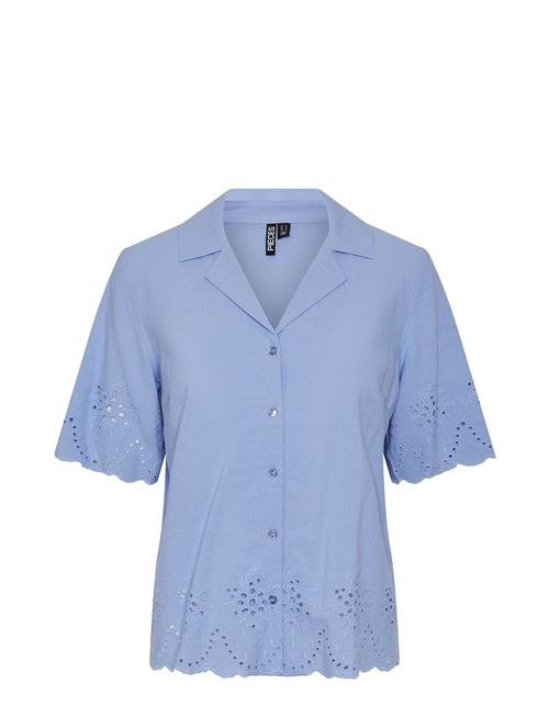 Pcalmina Ss Embroidery Shirt Bc Pieces Blue