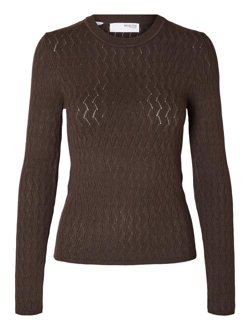 Slfcabala Ls Knit O-Neck Selected Femme Brown