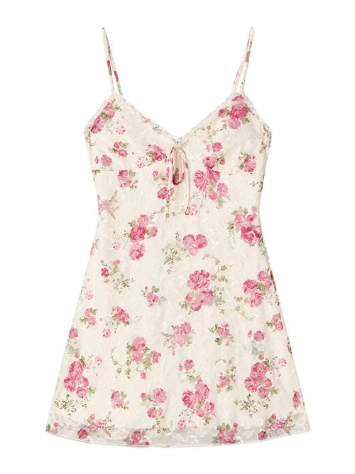 Bershka Sommerkjole  ecru / grøn / rød