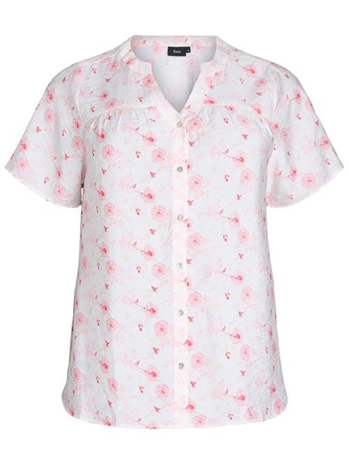 Zizzi Bluse 'Eleonora'  rosé / rød / hvid