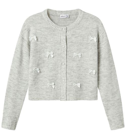 Name It Cardigan - Strik - NkfKarin - Lysegråmeleret/Sløjfer