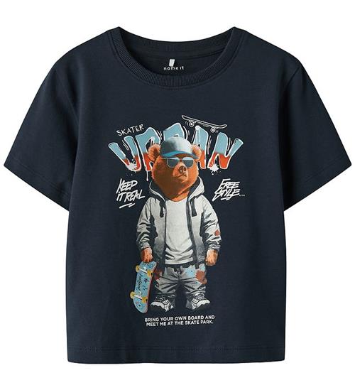 Name It T-shirt - NmmLewis - Navy Blazer m. Bjørn