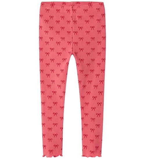 Name It Leggings - Rib - NmfKarinna - Rapture Rose m. Sløjfer
