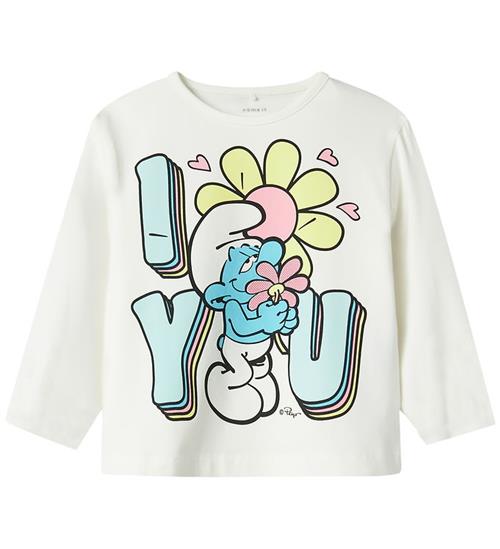 Name It Bluse - NmfFrida - Smølferne - Cloud Dancer
