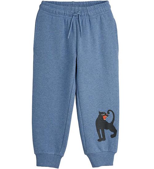 Mini Rodini Sweatpants - Blåmeleret m. Panter