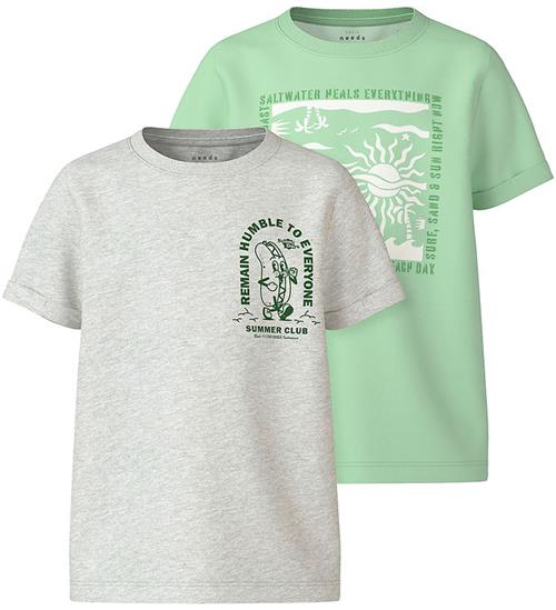 Name It T-shirts - NkmVux - 2-Pak - Honeydew/Light Grey Melange