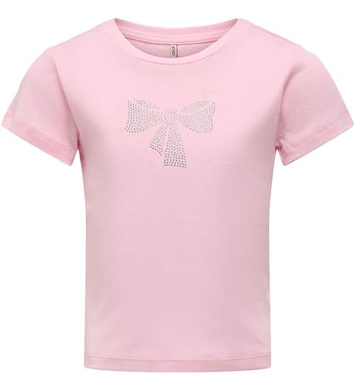 Kids Only T-shirt - KogKira - Roseate Spoonbil/Bow m. Rhinsten