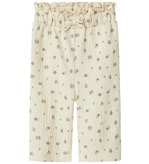 Name It Bukser - NbfJannis - Bleached Sand m. Blomster