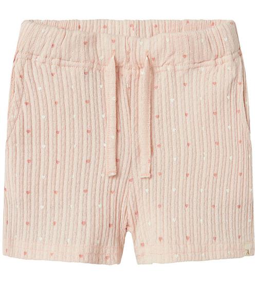 Lil' Atelier Shorts - Rib - NmfHulla - Peach Blush m. Hjerter