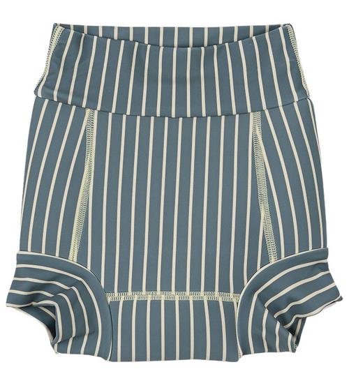 Petit Piao Blebadebukser - Diaper - Blue Mirage/Off White