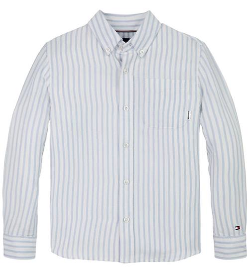 Tommy Hilfiger Skjorte - Hør - Linen Blend - Breezy Blue Stripe