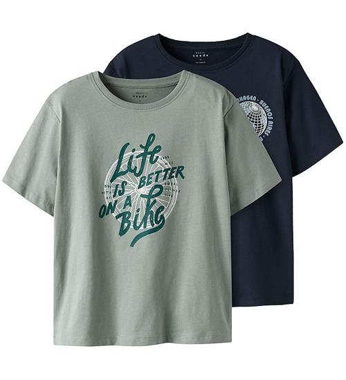 Name It T-shirt - NkmVagno - 2-pak - Slate Gray/Navy blazer
