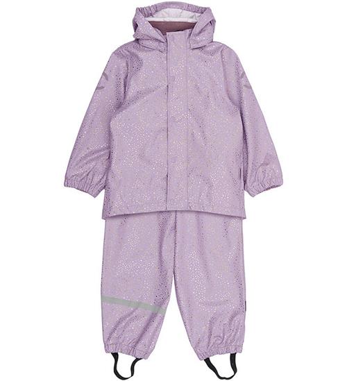 Mikk-Line Regntøj m. Seler - PU - Lavender Aura m. Guldprikker