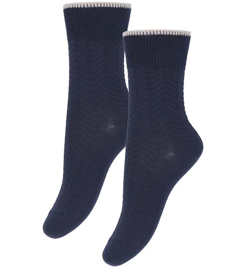 FUB Strømper - 2-pak - Herringbone - Dark Navy