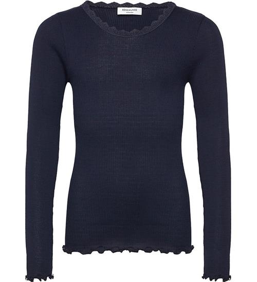 Rosemunde Bluse - Rib - Balta - Navy m. Blonder