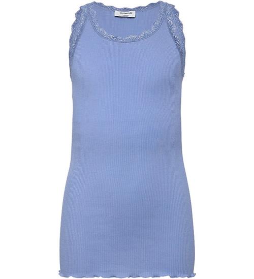 Rosemund Top - Lang - Rib - Balta - Blue Heaven m. Blonder