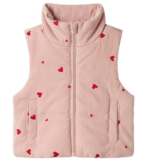 Name It Dynevest - Fløjl - NmfMimosa - Pale Mauve m. Hjerter