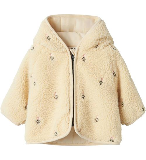 Lil' Atelier Fleecejakke - NbfNalo - Bleached Sand m. Blomster