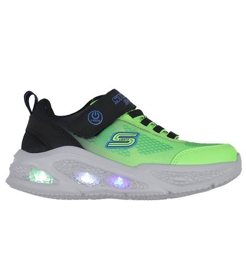 Skechers Sko m. Lys - Meteor Light - Krendox - Sort/Blå/Lime