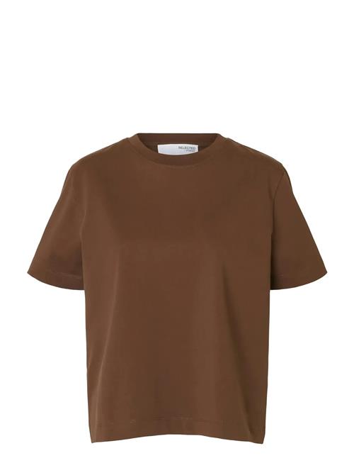 Slfessential Ss Boxy Tee Noos Selected Femme Brown