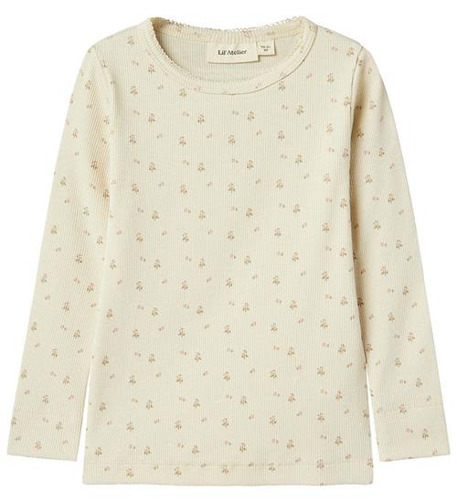 Lil' Atelier Bluse - Rib - NmfGago - Turtledove/FLOWER