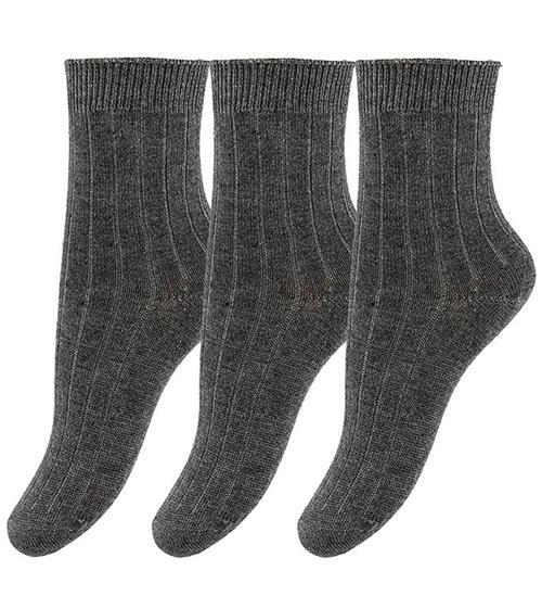Minipop Strømper - Bambus - 3-pak - Dark Grey Melange