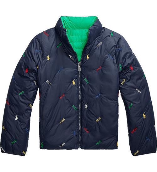 Polo Ralph Lauren Dynejakke - Vendbar - Grøn/Navy m. Logoer