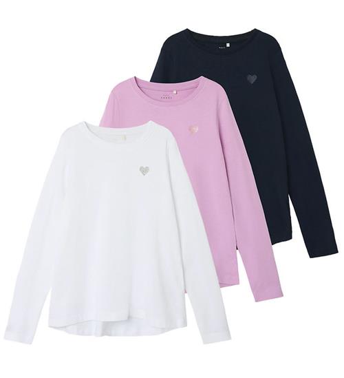 Name It Bluse - Noos - 3-pak - NkfVioline - Mørkeblå/Rosa/Hvid