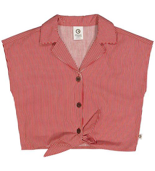 Müsli Skjorte - Poplin Stripe Crop - Balsam Cream/Apple Red