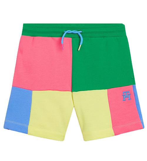 Tommy Hilfiger Sweatshorts - U Colorblock Monogram - Grøn/Gul/Pi