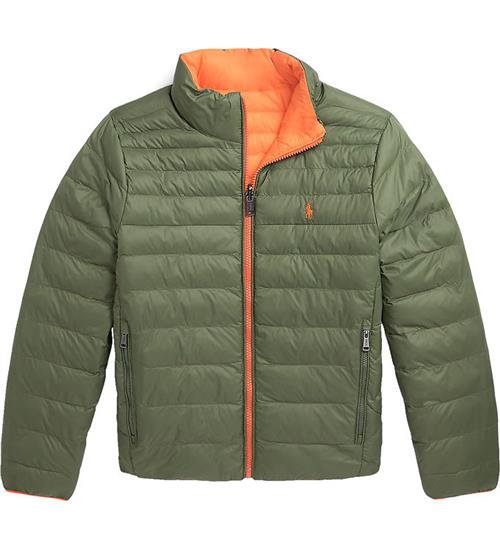 Polo Ralph Lauren Dynejakke - Vendbar - Army/Orange