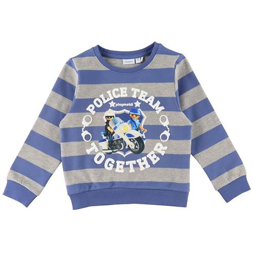 Name It Sweatshirt - NmmDes Playmobil - Bijou Blue/Gråmeleret m.