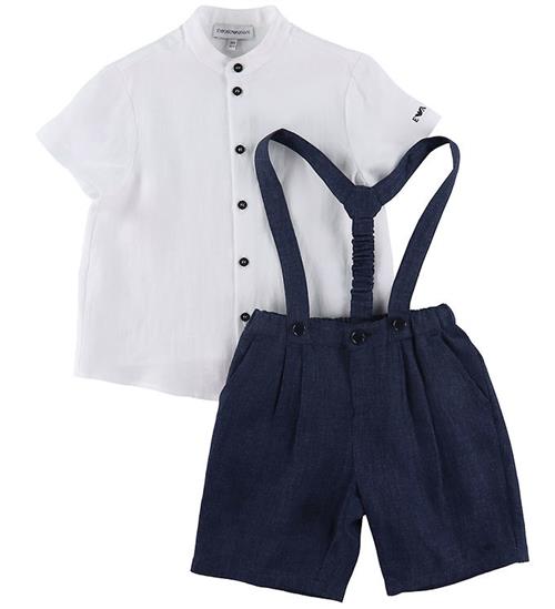 Emporio Armani Sæt - Skjorte/Shorts - Hvid/Navy